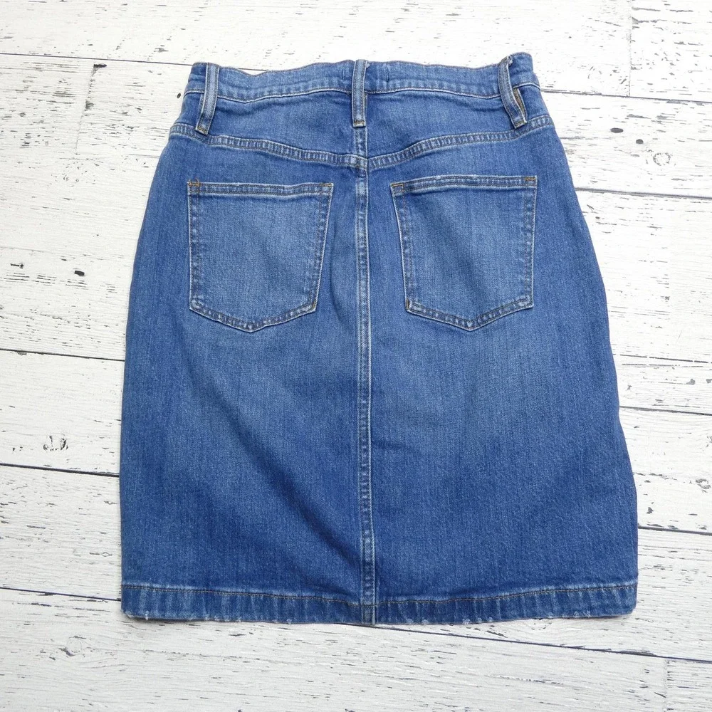 J Crew Denim Skirt‎ Womens 26 Button Front Pencil Jean Pockets Classic Casual - Picture 6 of 6